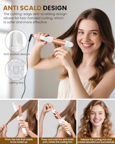 Dual Voltage Curling Iron 2-in-1 Curling Iron 1 Inch,(100V~240V) Dual Voltage Hair Straightener Travel Curling IRO n European Flat Iron (White) - Image 3