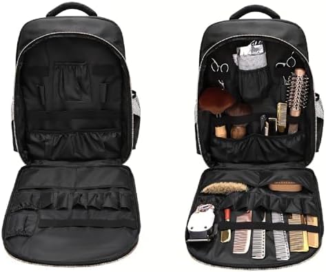 Barber Travel Bag Backpack BAEBERPLAN Large Organizer for Barbers Clippers and Supplies Portable Hairstylist Clipper Hairdresser Bag Backpack (Red) - Image 4