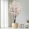 Artificial White Cherry Blossom Tree 5.7ft(68in) Faux Lifelike Plant by DecorArt