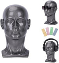 Male Mannequin Head – 13.7” Silver Gray PVC Wig Stand for Hats, Wigs, Glasses – Sturdy, Easy-to-Clean Display for Salon or Home Use by LightMay