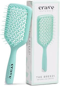 Crave Naturals Detangling Hair Brush - Lightweight Vented Cushion Curly hair brush with Gentle Bristles for Wet and Dry Hair - detangling brush for All Hair Types - Turquoise by CraveNaturalsDetanglingBrush