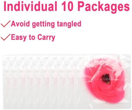 10 Pcs Hot Pink Hair Extensions, Clip-in Curly Hair Accessories Gift, 17 In - Image 5