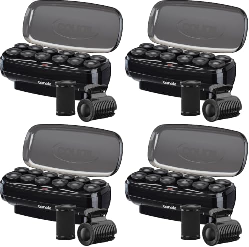 Conair Hot Rollers for Long,Medium & Short Hair,12 Jumbo 1 ½" Heated Hair Rollers with Clips,Hot Curlers for Women,Volume & Curls,Amazon Exclusive,Black,(Pack of 4) by conair