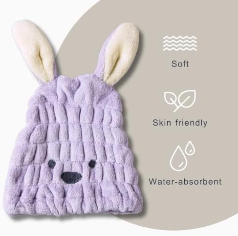 Hair Towel Wrap for Kids, Bunny Toddler Dry Head Cap Absorbent Quick - Image 4
