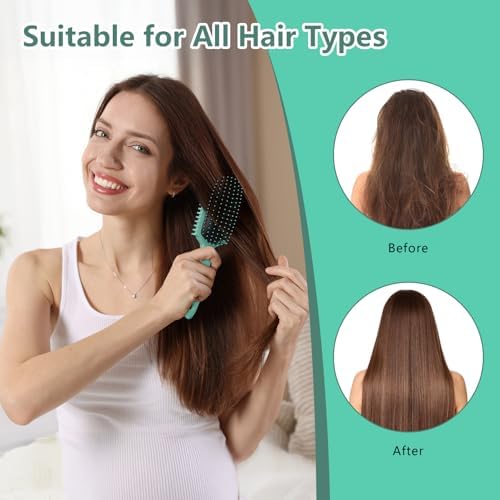 Curl Defining Brush, Curly Hair Brush, Slick Back Hair Brush, For Combing and Shaping Curls in All Hairstyles to Reduce Pulling (Green) - Image 6