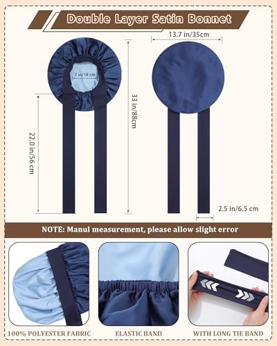AWAYTR Satin Hair Bonnet for Sleeping, Adjustable Double Layer Sleep Cap - Image 2