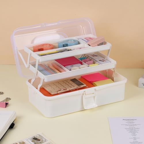 Tackle Box, 3-Layer Craft Sewing Medicine Art Hair Tool Organizer White - Image 5
