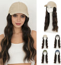 Rich Choices Hat Wigs for Women,Khaki Baseball Cap with Hair Extensions for Women,Caps with Wavy Curly Long Hair Attached Adjustable Baseball Cap Wig 18 Inch Highlighted Dark Brown Hair by RichChoices