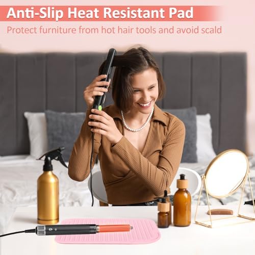 2 Pack Heat Resistant Mat Large Silicone Hot Hair Tools Holder for Curling Irons Flat Iron Hair Styling Tools Mat Portable Vanity Pad - Image 3