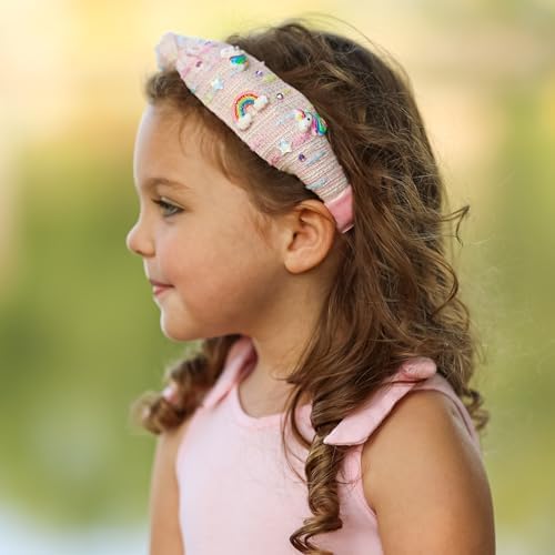 FROG SAC Knot Headband for Girls, Knotted Headbands for Toddler Kids, Rainbow Beaded Unicorn Hair Accessories, Halloween Christmas Stocking Easter Basket Stuffers (Light Pink) - Image 6