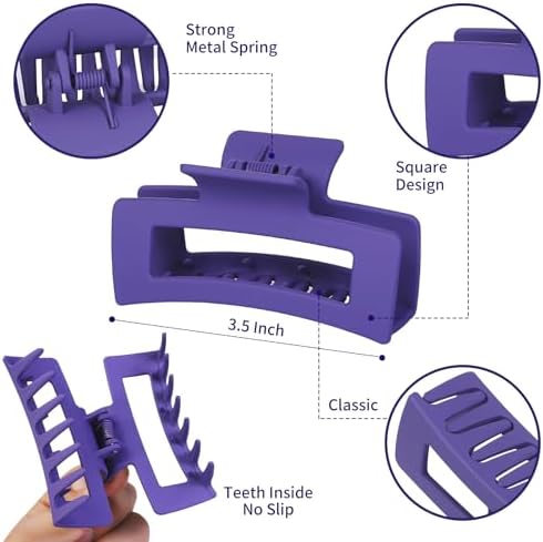 Sisiaipu 3.5 Inch Medium Hair Accessories: 12 Pcs Square Jaw Clips for Thick and Thin Hair - Rectangular Bulk Clips for Women and Girls - Dopamine - Image 5