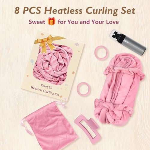 70" Heatless Curls Overnight, Soft Velvet No Heat Hair Curlers to Sleep In, Heatless Hair Curler Overnight Curls Curlers for Long Medium Hair Volume, 8 PCS Heatless Curl Curling Set - Black - Image 6