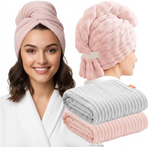 2-Pack Women's Microfiber Hair Towel Wrap: 50% Faster Drying, Ultra - Absorbent & Anti - Frizz for Long and Curly Hair! 40x11 Inches Oversized, Lightweight for Travel, Gym, Spa & Home Use by YHPDYL