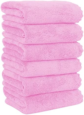 MOONQUEEN 6 Pack Premium Hand Towels - Quick Drying - Microfiber Coral Velvet Highly Absorbent Towels - Multipurpose Use as Hotel, Bathroom, Shower, Spa, Hand Towel 16 x 28 inches (Frozen Berry) by MOONQUEEN