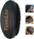 Premium Beech and Black Mix Bristle Wave Brush - Curved Medium Hard Brush for Men's Hair Styling by Terrilee