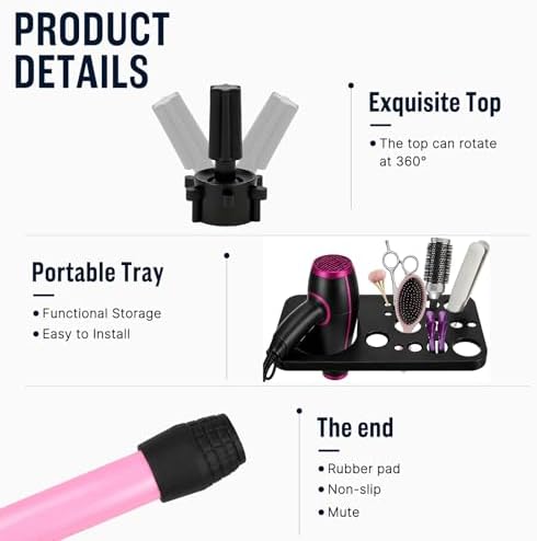AliLeader 50 Inch Wig Stand Tripod with Tray - Adjustable Mannequin Head Stand Wig Tripod Stand Wig Head Stand Tripod for Training Heads and Canvas Block Head (Mannequin Head Not Included,Pink) - Image 3