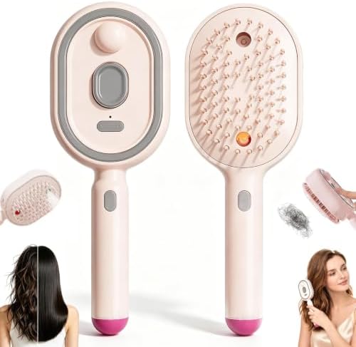 2026 Upgraded Electric Spray air Cushion Massage Comb, Anti-Static & Detangling,Retractable Massage Steam Brush for Frizzy Hair & Scalp Care,Women Men (Pink) by Unknown