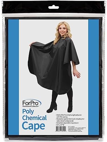 ForPro Poly Chemical Cape w/Adjustable Snap Closure, 58"L x 47"W, Black - Image 3