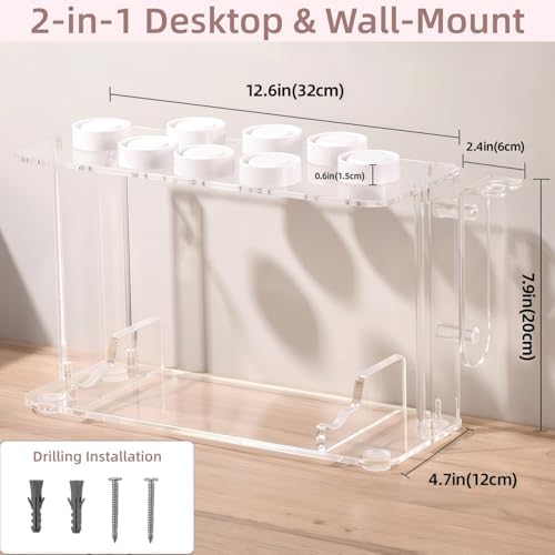 Dyson Airwrap Holder, Dyson Airwrap Wall Mount Clear Acrylic Organizer, Shark Hair Dryer Holder Stand with 8 Slots Cord Hook, Heat-Resistant Storage for Bathroom/Vanity UEMUSI - Image 5