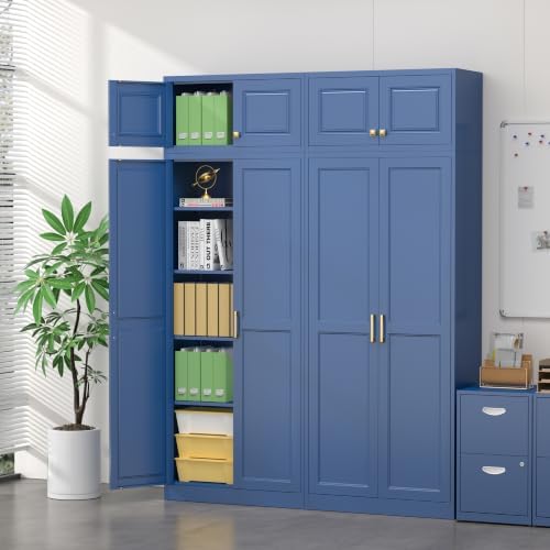 Steeloong 86"Metal Pantry Storage Cabinet with Doors & 4 Adjustable Shelves - Image 6