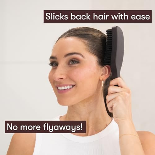 FRAMAR Slick Back Hair Brush Boar Bristles, Slick Back Brush – Brown Velvet - Image 2