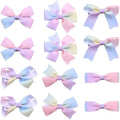 3" Girls Dressy Hair Bows Rainbow Gradient Multi Colored Grosgrain Ribbon Bow-knot Alligator Clips Holiday Hair Accessories for little Teen Toddler Girls Back School Gift in Pairs Set of 12 by KCHIES-AccessoryCollection