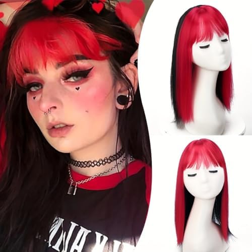 VAVANGA Short Hair Toppers for Women with Bangs 14inch Red to Black Color by VAVANGAHAIREXTENSION