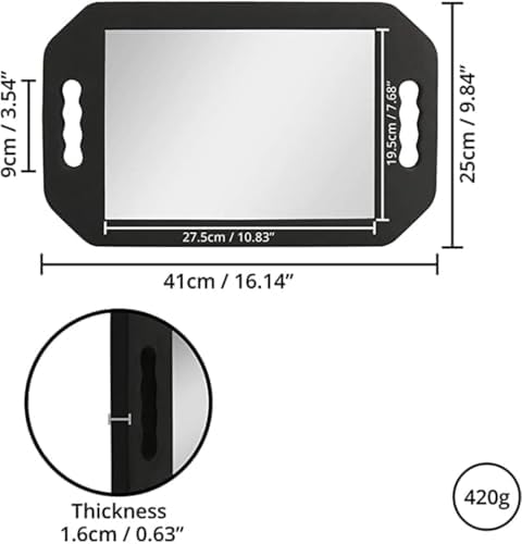 Double Handle Mirror - Large Hand Held Mirror(16.14" x 9.84") Barber Mirrors Handheld,Salon Hand Mirrors with Handle,Barbershop Hair Salon Equipment Hairstylist and Barber Accessories - Image 4