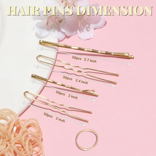 IKOCO 415pcs Bobby Pins Set, U Pins with Hair Ties and Hair Net, Gold - Image 3