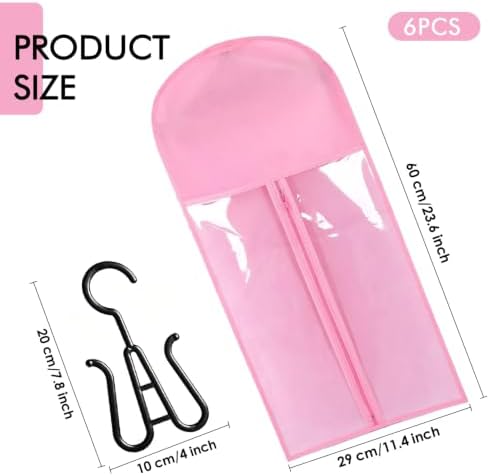 Pink Wig Storage Bags with Hanger, 6PCS for Wigs&Hair Extensions - Image 3