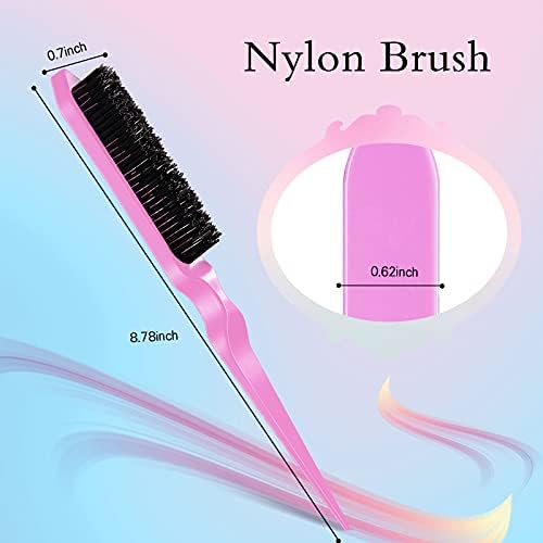 Geiserailie 3 Pcs Slick Back Hair Brush Set Bristle Brush, Light Pink - Image 2