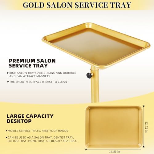 Salon Tray on Wheels,Gold Salon Rolling Tray,Tattoo Tray - Image 2