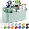 Multiuse Caddy Organizer with Handle, Portable Divided Plastic Tote Bin - Art Craft, Stationary Pen Marker Crayons, Makeup Hair Supplies Storage - Bathroom, Classroom, Dorm, Office, Desk Holder - Mint by AOZITA