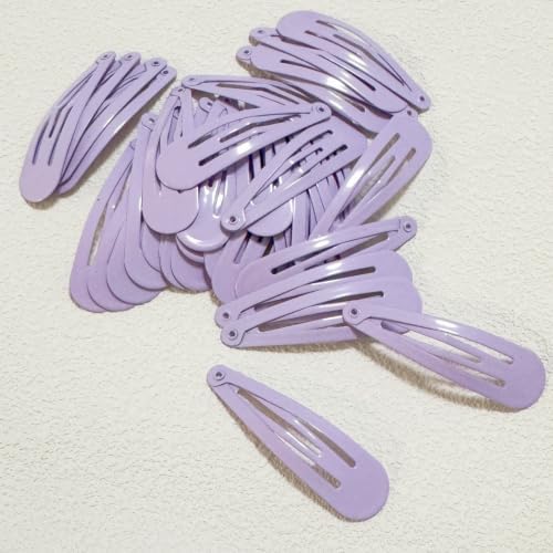40 Counts Colorful Metal Snap Hair Clips 2 Inch Barrettes for Women Accessories (light purple) - Image 2