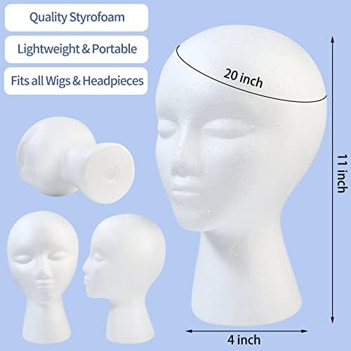 GliSun 3 Pcs Foam Wig Head, Styrofoam Mannequin Head with Female Face for Multipurpose Wigs Display Stand, Model, Mask, Hat Display Stand, Art Work Painting - Image 3