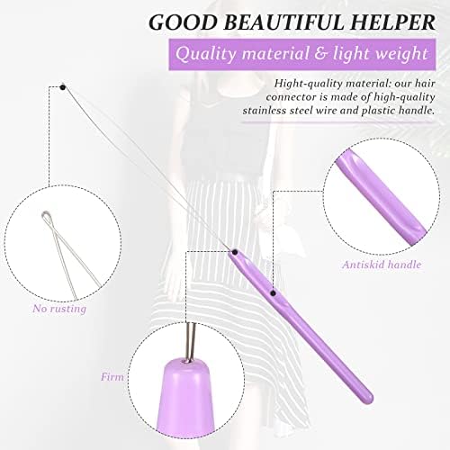 Zonon 10 Pcs Loop Needle Threader Tool for Hair Extension Bead,Purple - Image 7