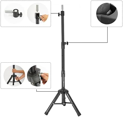 55 Inch Wig Stand Tripod Mannequin Head Stand Heavy Duty Wig Stand Tripod for Styling Wig (Black,Mannequin Head Not Included) - Image 6