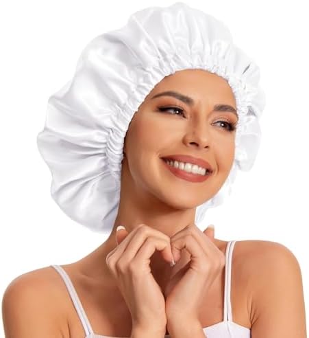 Edoneery Satin Bonnet for Sleeping Women, Double Layer Curly Hair Cap by Edoneery