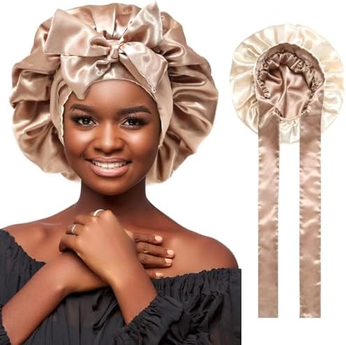 AWAYTR Double Layer Satin Bonnet for Women, Reversible Sleep Hair Wrap by AWAYTR