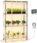 VEVOR Indoor Greenhouse with Grow Light, 59 in Tall 4-Tier Plant Stand with Clear Cover, Timer & Hygrometer, 180W Full Spectrum Grow Lights, Metal Lighted Plants Shelf Holder for Indoor Plants by VEVOR