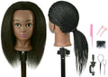22 Inch Real 100% Human Hair Mannequin Head with Stand for Cosmetology Manikin Practice Training Head Braiding Styling Curling Cutting Updos Display by RYHAIRMannequinHead