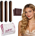 Heatless Curls Overnight Rods Heatless Hair Curler Hair Curlers To Sleep In Heatless Curls Blowout Rods Heatless Curling Rods With Luxury Cloth Bag Scarf For All Hair Types (Brown, 3Rods) by Unknown