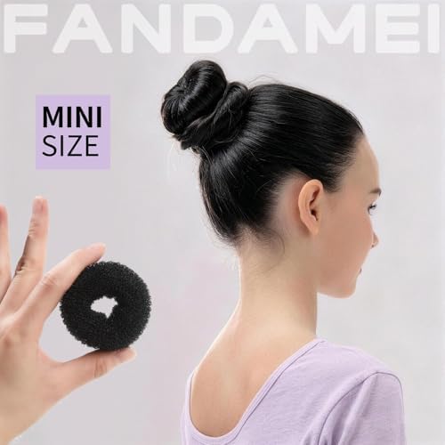 FANDAMEI 6 PCS Hair Bun Makers for Kids, 10 Invisible Bun Nets for Ballet Girls, 3PCS Extra Small 3PCS Small Donut Buns for Hair Kids, Bun Makers Hair Nets for Buns with 5 Elastics 20 Pins (Black) - Image 3