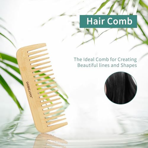 DEBETOOL Bamboo Hair Brush Set, Natural Wooden Paddle Detangling Brush - Image 4