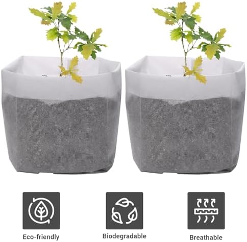 GREANER Biodegradable Plant Pots, 15.7"x14.2" Non-Woven Seedling Nursery Bags, 20-Pack Durable Garden Bags for Vegetable, Flower, Plant Grow - Image 3
