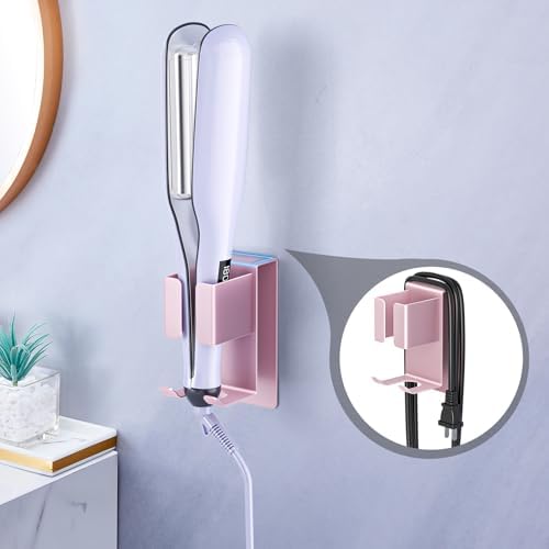 Hair Straightener Holder Wall Mounted Blow Dryer Holder, Blow Dryer and Curling Iron Holder, Hair Dryer and Straightener Holder, Bathroom Hair Tools Organizer and Storage (Rose Gold, 1Pc) - Image 3