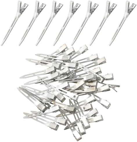 choicbaby 40pcs Silver Hair Clips Metal Duckbill Clip 2.2 Inch Duck Clips for Hair Single Prong Curl Hairpins With Holes Duckbill Hair Accessories for Women Hair Styling Clips by choicbaby