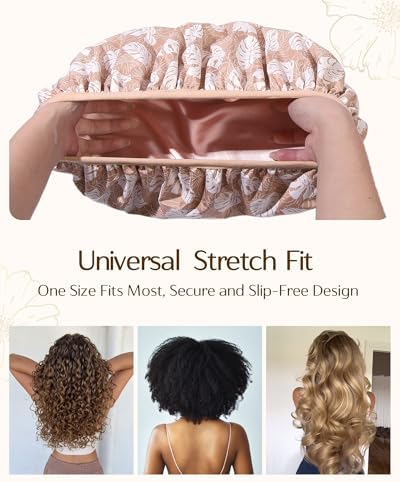 Yanibest Frizz Free Satin Lined Shower Cap with Soft Elastic Band - Image 5