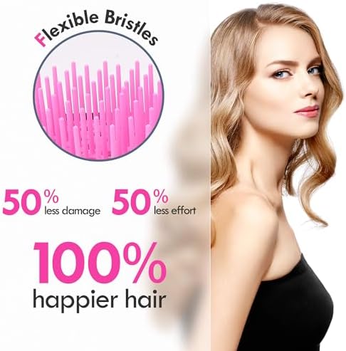 4 Pack Vented Detangling Hair Brush - Detangler Hairbrush with Soft Bristles for Effortless Tangle Free - Ideal for Wet Dry or Curly Damaged Hair for Women Men Kids - Image 3