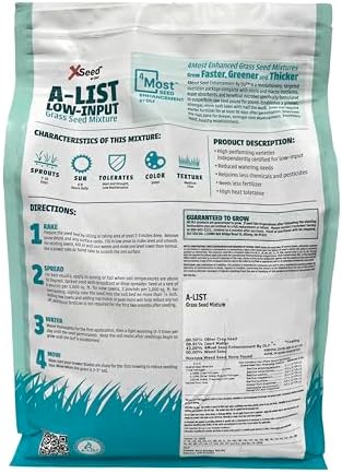 A-List Low Input Mixture Lawn Seed - Premium Grass Seeds for Lawn Repair Over Seeding and Thickening Ideal for Low Maintenance Drought-Resistant Lawn for High Traffic Sun and Light Shade Mix, 7 Pounds - Image 2